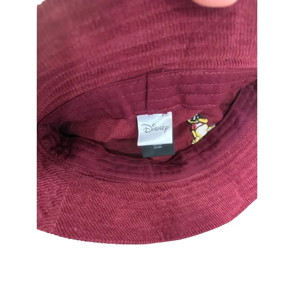 Disney Winnie the Pooh Corduroy Bucket Hat NWT Burgundy